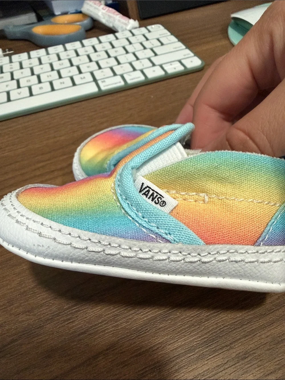 Vans Rainbow Gradient Slip-On Baby Shoes - Blue Trim